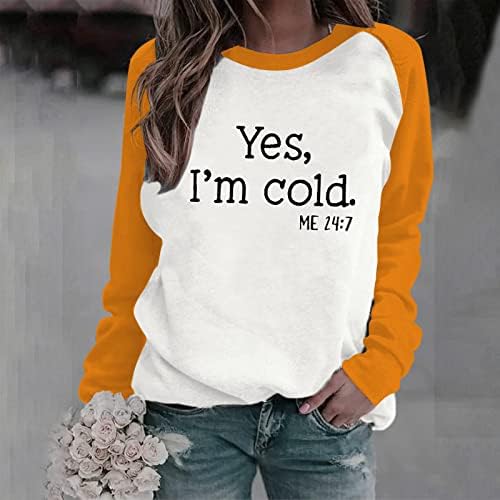 Sim, estou frio, eu 24: 7 moletons top mulheres camisas de manga comprida bloco colorido pullovers