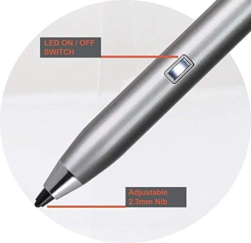 Navitech Silver Mini Fine Point Digital Active Stylus Pen compatível com o Aoson R101 10,1 polegadas