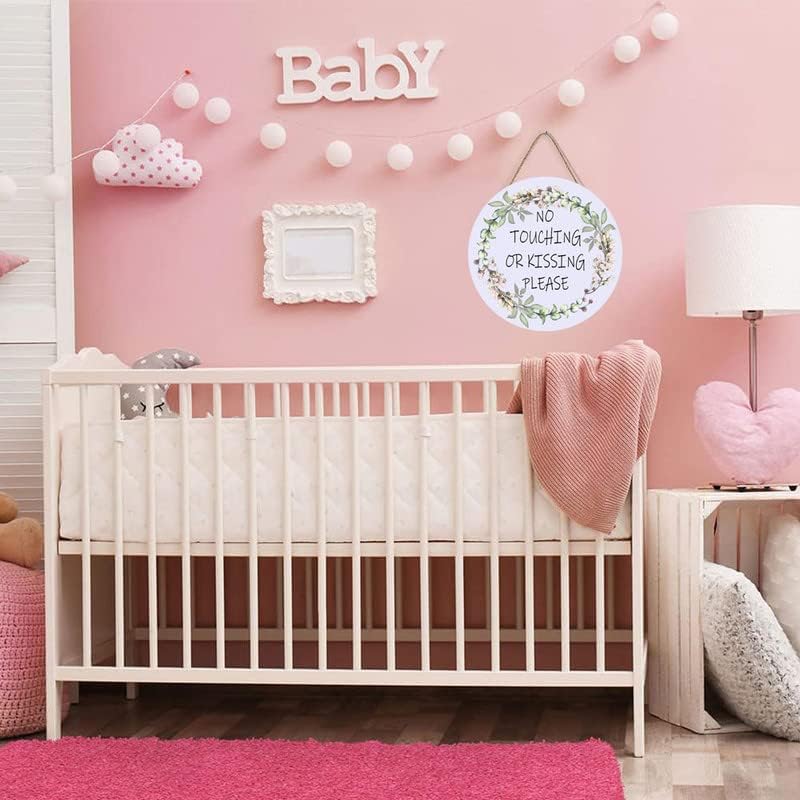Não toque em sinais de bebê moderno sem beijo sinal de bebê assento de bebê vegetação sem toque ou beijo de bebê signo berçário pare sem tocar sinal de decoração de parede para recém