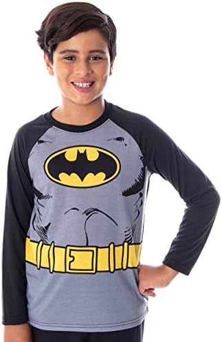 DC Comics Boys 'Batman Classic Super -herói Camisa Raglan e Calças Pijama Kids Set com Cape destacável