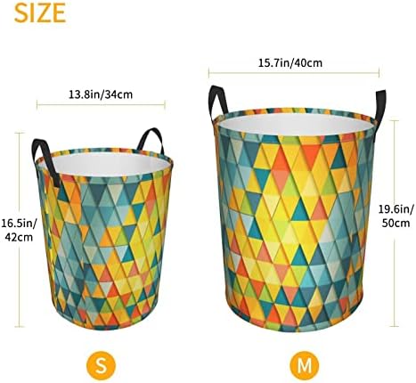 Cesta de lavanderia colorida de triângulo, cesta de lavanderia à prova d'água com alça, adequada