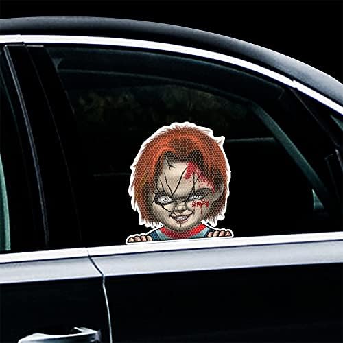 IProkiu 2pcs adesivo de terror reflexivo de alta intensidade para o carros Halloween Peeking Scary Doll
