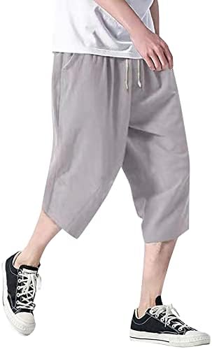 Junge 2023 shorts para homens moda de moda masculina calça de algodão Capri solto Cantura elástica de perna larga
