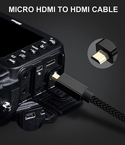 Elebase Micro HDMI Cabo de 6,6 pés, 4K 60Hz Micro HDMI Tipo D Cordo compatível para Raspberry