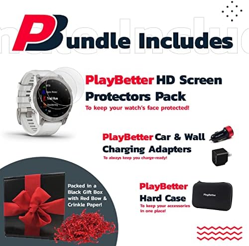 Playbetter Garmin Epix Sapphire 2022 Multisport GPS SmartWatch Box Pacote HD Protetores de tela HD, adaptadores