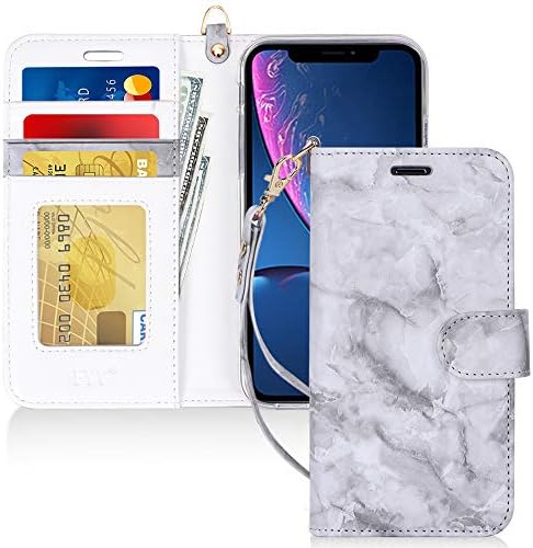 FYY projetado para capa iPhone XR, capa de telefone de carteira de couro PU de luxo com portador de