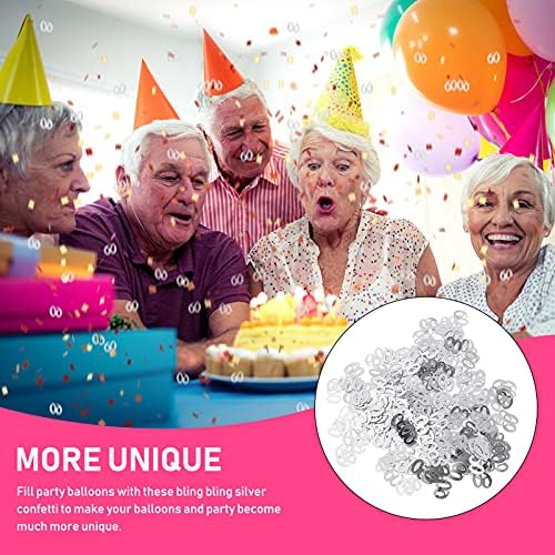 AMOSFUN 1200PCS Número 60 Confetti Confetti de plástico para decoração de aniversário de 60 anos