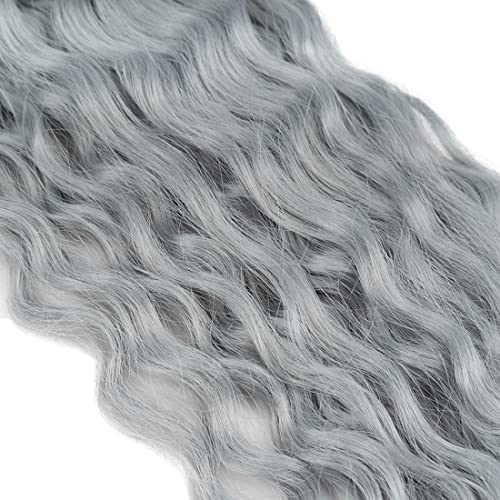 Cabelo de crochê de crochê de onda profundo e cinza prata 4packs 32 polegadas Cabelo de crochê para mulheres negras
