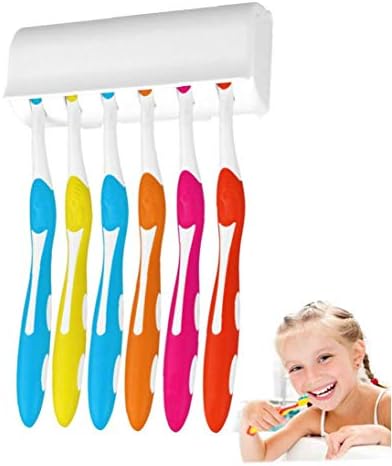 Suporte de escova de dentes de montagem na parede 6 pincéis de suporte com capa de acessórios