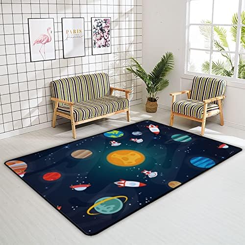Rastrear o tapete interno brincar de tapete espaço planetas estrelas para a sala de estar quarto Educacional