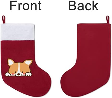 Cachorro fofo corgi personalizado meias de Natal lareira da família
