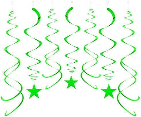 Green Star Party pendurado decorações de redemoinho, teto de alumínio verde que pendura decoração