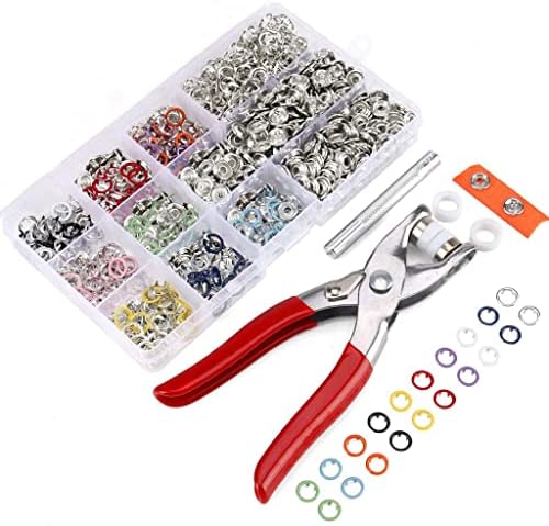 200 conjuntos de kit de fixadores de fixação Snap Fasteners, botões de metal de 9,5 mm anéis com botão de ferramenta