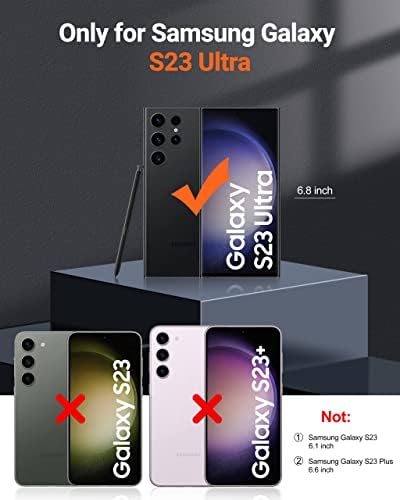 Jame for Samsung Galaxy S23 Ultra Caso, com lente de câmera 2PCS Protetor de lente Kicstand Samsung S23 Ultra Caso