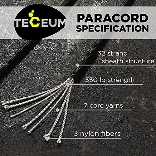 TECEUM PARACORD 550 LB - Ideal para artesanato, projetos de bricolage, camping, militar e ativo ao ar livre
