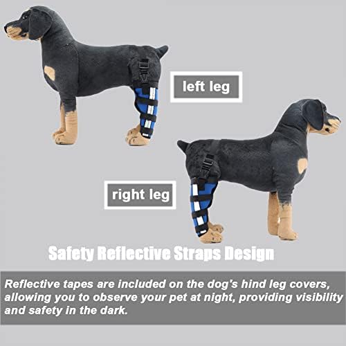 Chave da perna traseira de cachorro Cão ajustável ACL Knee Brace com tiras de metal e cinta refletiva,