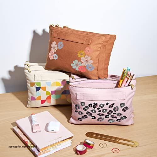 Bolsa de zíper de grande acordeão - Design de blush e leopardo aquarela. 3 bolsas. Bolsas de acordeão