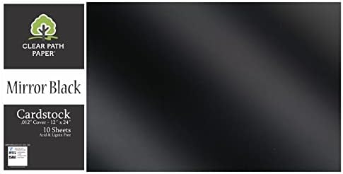 Mirror Black Cardstock - 12 x 24 polegadas - 0,012 de espessura - 10 folhas - papel de caminho claro
