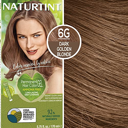 Naturtint Hair Permanent Color 6g Blonde dourado escuro, amônia livre, vegana, sem crueldade, até de