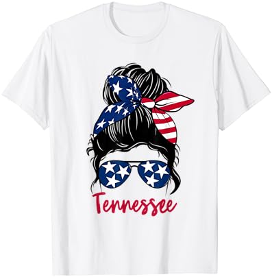 Tennessee Flag Girl Girl Tennessee Estado namorada T-shirt Messy Bun
