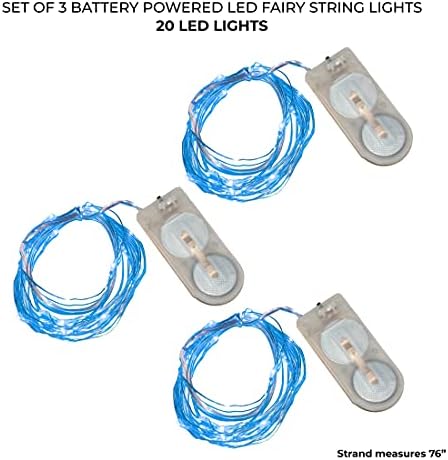 Lumabase Battery Operated LED Fairy String Lights, Blue - Conjunto de 3