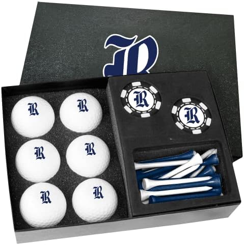 Golfballs.com Rice Owls Presente Conjunto com lascas de poker preto - bolas em branco