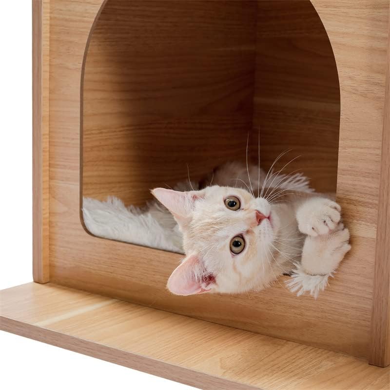 Iuljh gato árvore de madeira de madeira multi-nível raspador de gatos ninho de gato quadro de escalada condomínios