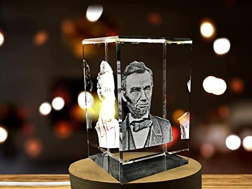 Recemão de cristal gravado em Abraham Lincoln 3D