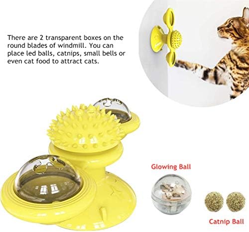 Wiselight Windmill Cat Toy Titable Turbable Brinquedos interativos para gatos internos Bola brilhante Toys Catnip