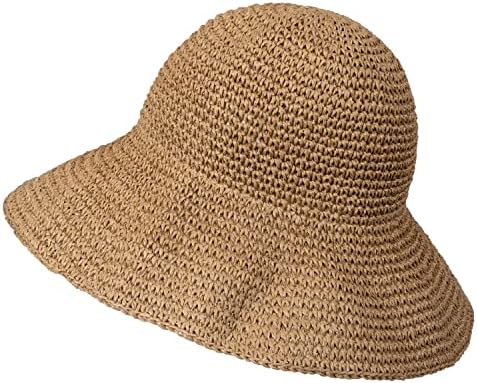 Chapéu de palha feminino palha dobrável palha larga lareira chapéu de chapéu de praia chapéu de crochê