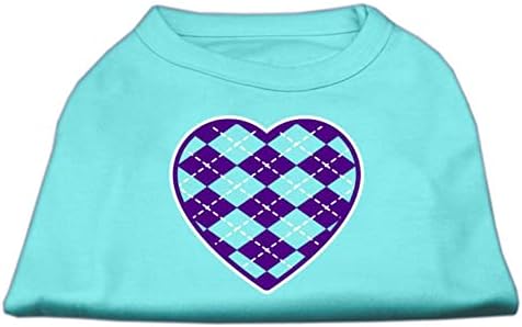 Mirage Pet Products Argyle Heart Purple Tela Print camisa preta xs