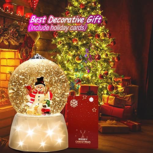 Vitakeo [360 ° Girando] Lanterna de Música do Globo de Neve de Natal, Lâmpada Decorativa de Janinho de Neve de Natal com Função de Timer 5H, 8 músicas de Natal para decoração de Natal, USB ou bateria alimentada por bateria.