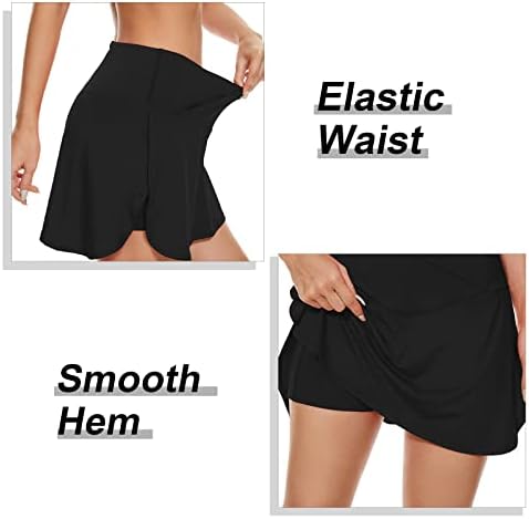 Saia de skort de tênis plissada Komorebi para mulheres com bolsos de shorts com cintura alta crossover atlético