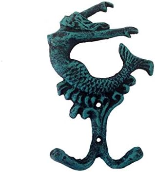 Hampton Náutico Decorativo Ferro fundido Mermaid Chancel, 6 , Antique Gold