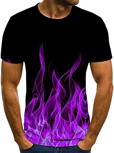 Camisetas de verão para homens manga curta 3d chamas estampadas Crew pescoço esporte esportivo casual camisetas
