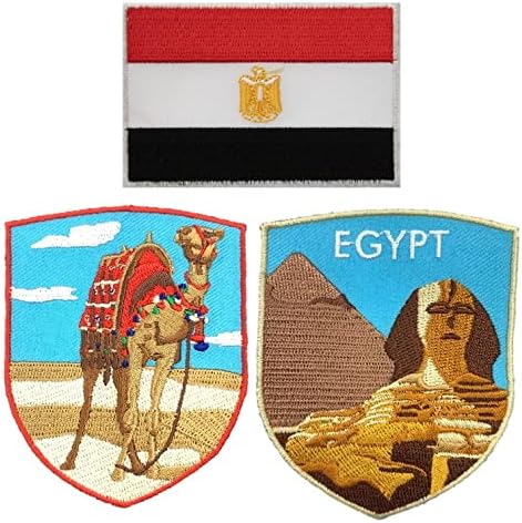 A-One 3 PCs Camel bordado em câmeras de pacote e esfinge shield patch+emblema de bandeira do Egito,