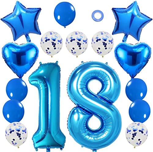 Ceqiny 40 Número de 18º Balão Mylar Balão de 18” Star Heart Foil Balão de 12 ”Latex Balão de