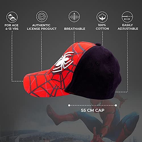 Marvel Spiderman Hat para meninos, boné de beisebol de Homem-Aranha respirável para crianças pequenas, meninos