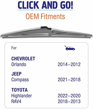 Wowiper Blade do limpador traseiro de 10 polegadas, clique e vá para Toyota RAV4 2018-2013 Highlander 2022-2020