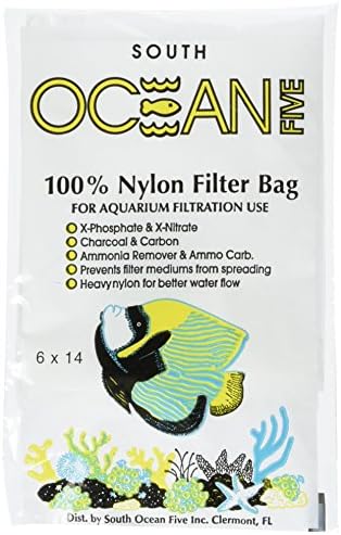 Oceano Sul cinco AOF00614 Bolsa de filtro de nylon para filtros de aquário, 6 por 14 polegadas