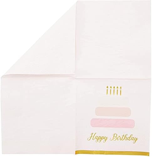 Nudários de feliz aniversário de 50 pacote com bordas de papel alumínio de ouro