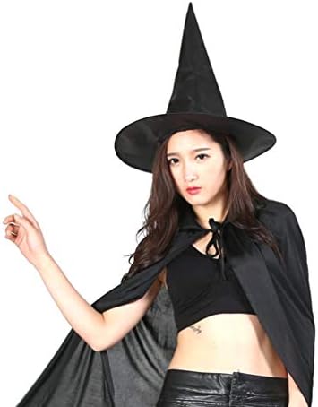 PretyZoom Caps 6pcs Black Witch Hat apontado Hat Halloween Party Misfarade Costume de fantasia para adulto La