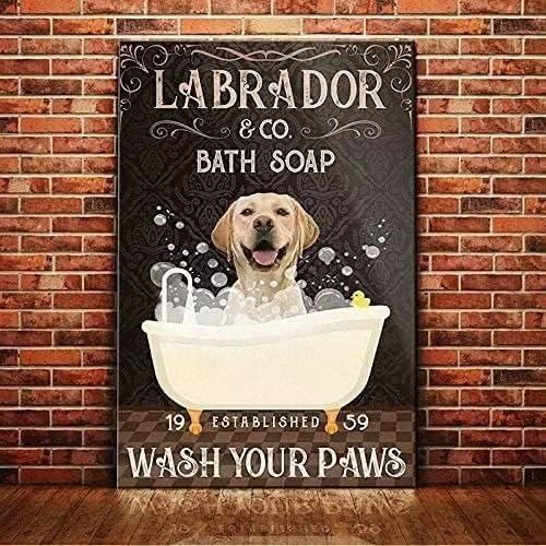 Labrador Metal Tin Sign Labrador Co. Banho sabonete Funny Poster Cafe da sala de estar da sala