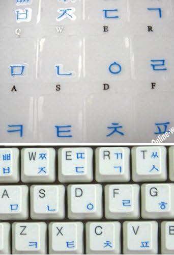 Coreano transparente com adesivos de letras azuis para laptops para teclados para PC Desktop