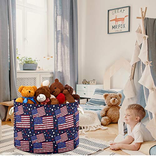 VISESUNNY COLENTSÍVEL CLAPA DE GRANDE CAPACIDADE American Flag Roupas Toy Storage Toy Tow