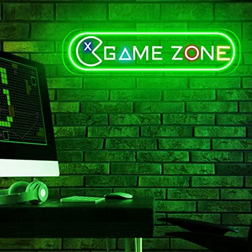 Game Zone Neon Sign, grandes luzes de jogadores LED sinal para decoração de parede, sinais de néon