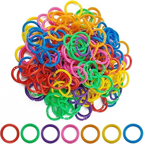 Tihood 210pcs Binder plástico anéis de plástico anéis de folhas soltas anéis de plástico multicoloria anéis de