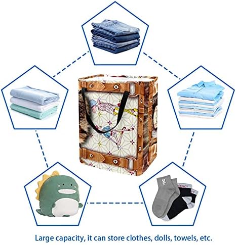PLUSH SACA Design de lavanderia Bin de armazenamento dobrável com alças para cesto, quarto de crianças, armazenamento