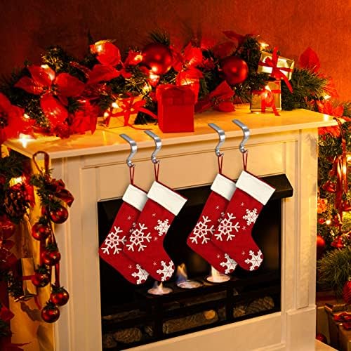 Oyydecor Christmas Stocking Titular para manto, ganchos de metal com tiras não deslizantes Mantel