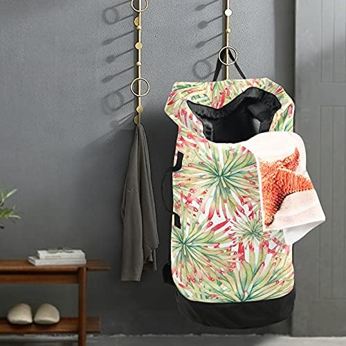 Plantas suculentas bolsas impressas de lavanderia com alças de ombro de lavanderia Backpack Bolsa Fechamento
